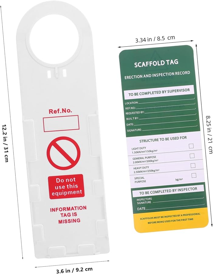 9 Pcs Industrial Scaffold Safety Tags Kit Weatherproof Ladder Inspection Labels - Image 3