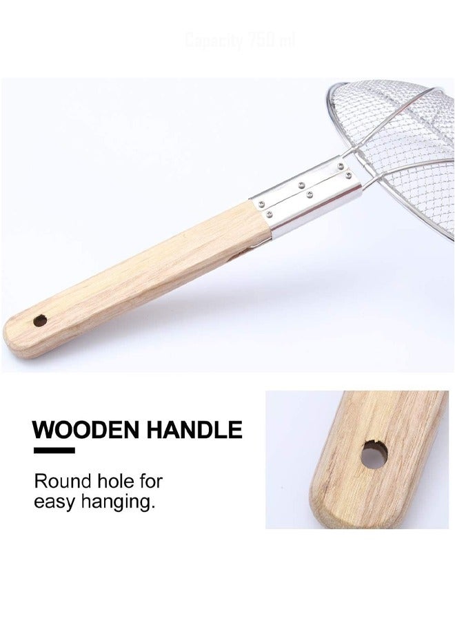 Stainless Steel Skimmer with Wooden Handle – Durable Wire Mesh for Frying, Draining, and Straining 28cm  - Image 5