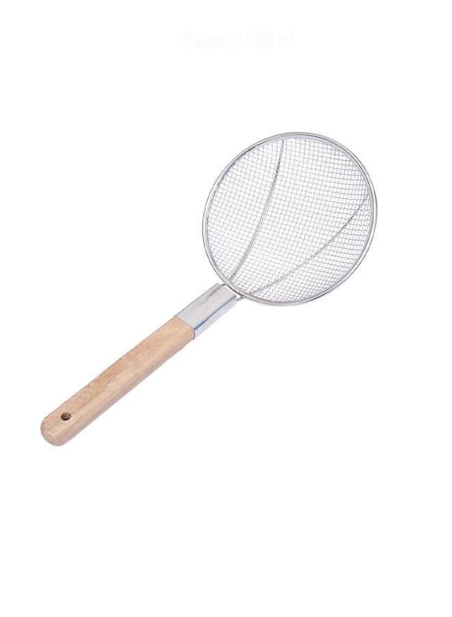 Stainless Steel Skimmer with Wooden Handle – Durable Wire Mesh for Frying, Draining, and Straining 28cm  - Image 1