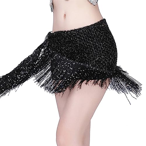Nimiman Belly Dancing Belt Colorful Waist Chain Belly Dance Hip Scarf Belt (Black) - Image 3