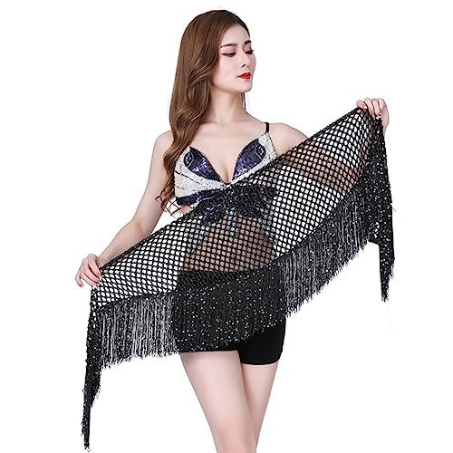 Nimiman Belly Dancing Belt Colorful Waist Chain Belly Dance Hip Scarf Belt (Black) - Image 5
