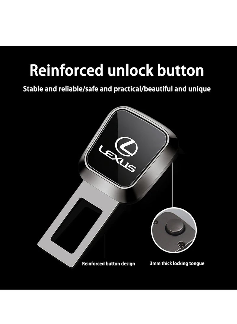 LEXUS Car Seat Belt Extender Clip 2PCS Metal Buckle Extension Plug Safety Lock Seatbelt Adapter Universal Fit Heavy Duty Alloy Insert Connector for Car SUV Truck Durable Seat Belt Extension Clips Secure Locking Set Pack - Image 2