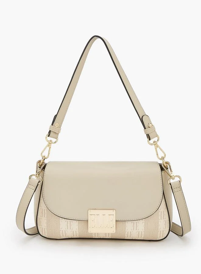 ايل حقيبة كتف بطبعة شعار مع حزام قابل للفصل