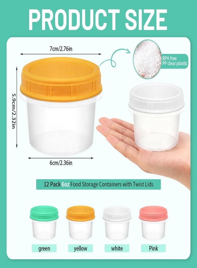 ISUSSER 12 Pack Freezer Containers with Screw On Lids, 6oz Stackable Reusable Food Storage Container, Airtight Plastic Storage Containers with Twist Top Lids for Food Sauce Jello Soup - Image 2