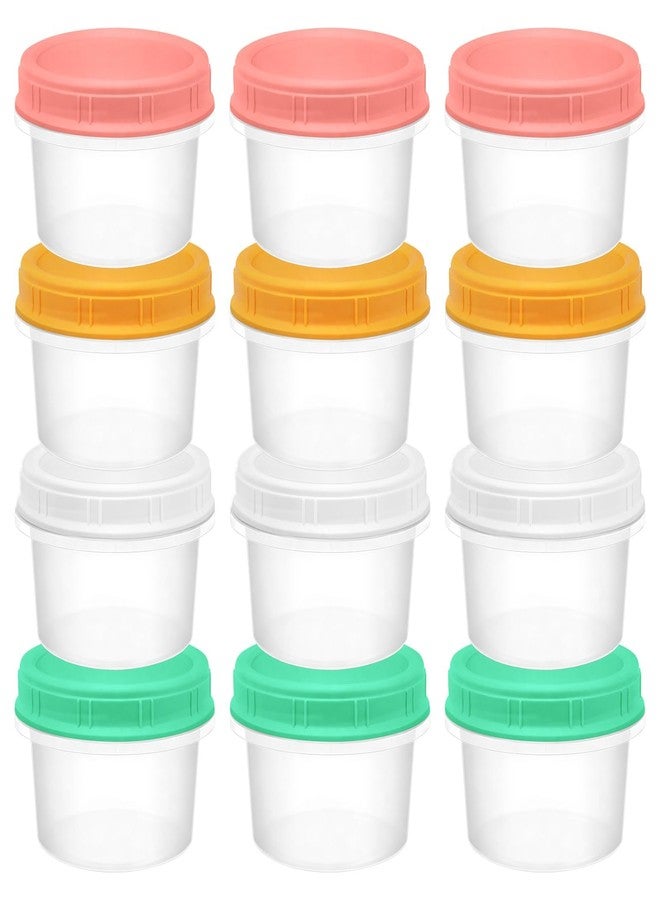 ISUSSER 12 Pack Freezer Containers with Screw On Lids, 6oz Stackable Reusable Food Storage Container, Airtight Plastic Storage Containers with Twist Top Lids for Food Sauce Jello Soup - Image 1