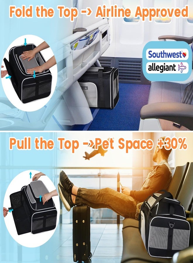 Petskd Top and Side Expandable Pet Carrier 19x13x9 Inches Southwest Allegiant Airlines Approved, Soft-Sided Carrier for Small Dog Under 12 lbs and Large Cat Under 15 lbs(Black) - Image 2
