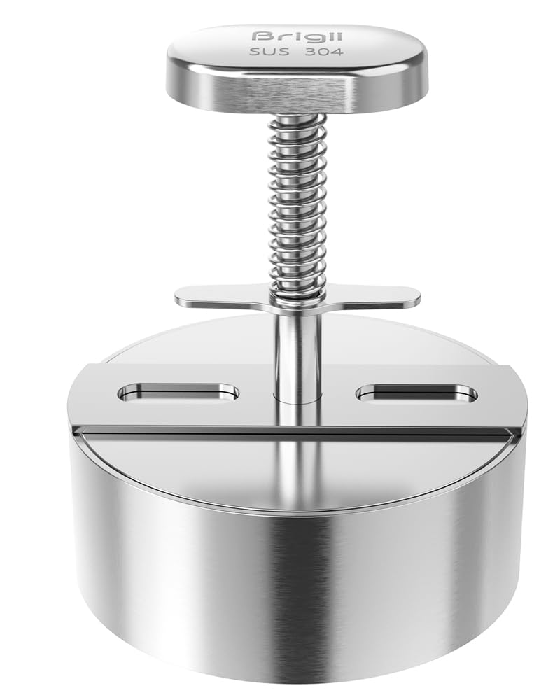 Brigii 304 Stainless Steel Burger Press - 4.5" Hamburger Patty Maker, Heavy Duty Stainless Steel Burger Press for Ground Beef, Burgers (Dishwasher Safe) - Image 1