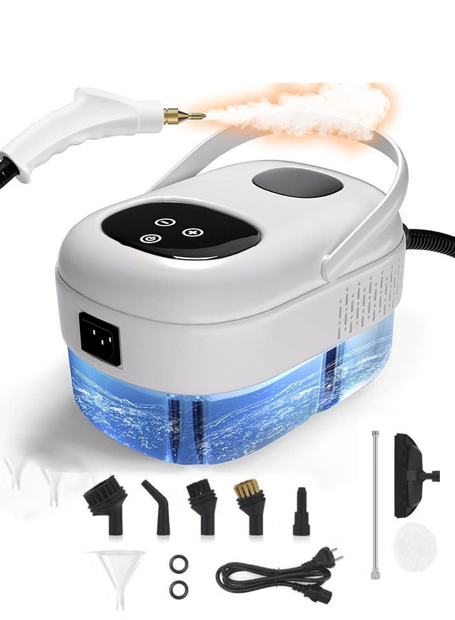 White 2500W Steam Cleaner 1000ML Water Tank 15s Fast Heating 6 Speeds Adjustment 9 Accessories Pressurized Steamer BPA Free Multi Purpose for Kitchen Bathroom Tile Car Home Use - Image 1