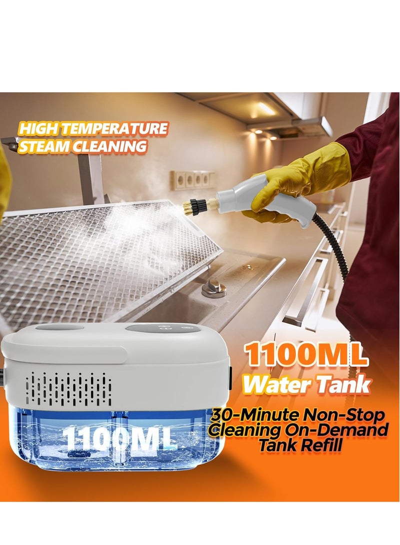 White 2500W Steam Cleaner 1000ML Water Tank 15s Fast Heating 6 Speeds Adjustment 9 Accessories Pressurized Steamer BPA Free Multi Purpose for Kitchen Bathroom Tile Car Home Use - Image 3