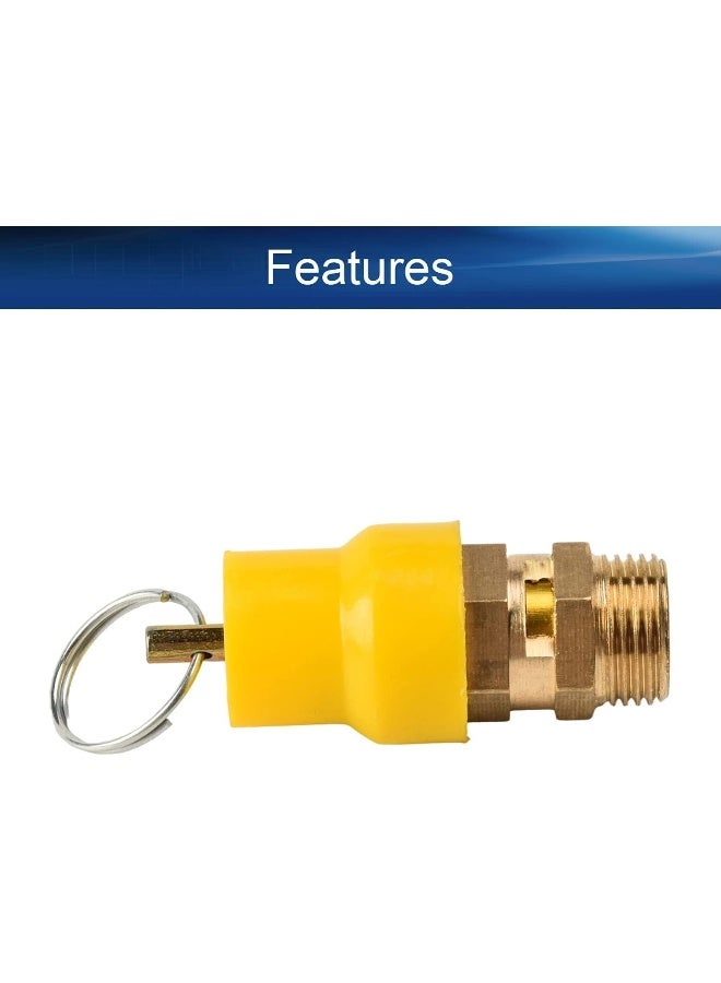 Biella Oil-Free Air Compressor Safety Valve  Yellow Brass Relief Valve For Maximum Protection (1/2 Inch) - Image 4