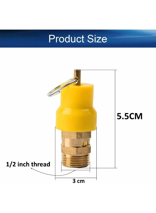 Biella Oil-Free Air Compressor Safety Valve  Yellow Brass Relief Valve For Maximum Protection (1/2 Inch) - Image 2