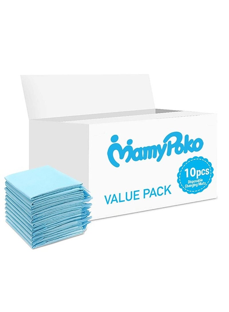 MamyPoko Disposable Changing Mats, 10 Counts, Soft Waterproof Mat, Portable Leak Proof Changing Mat, New Mom Leak-Proof Under pad, Mattress Table Protector Pad - Image 1
