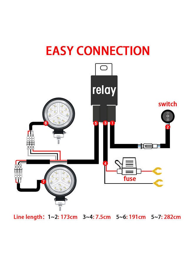 Generic - LED Light Bar Wiring Harness Kit, 480W 2 Leads 14 AWG LED Wiring Harness with 12V 40A Relay and Waterproof Control Switch for Switching Between Different Modes - Image 1