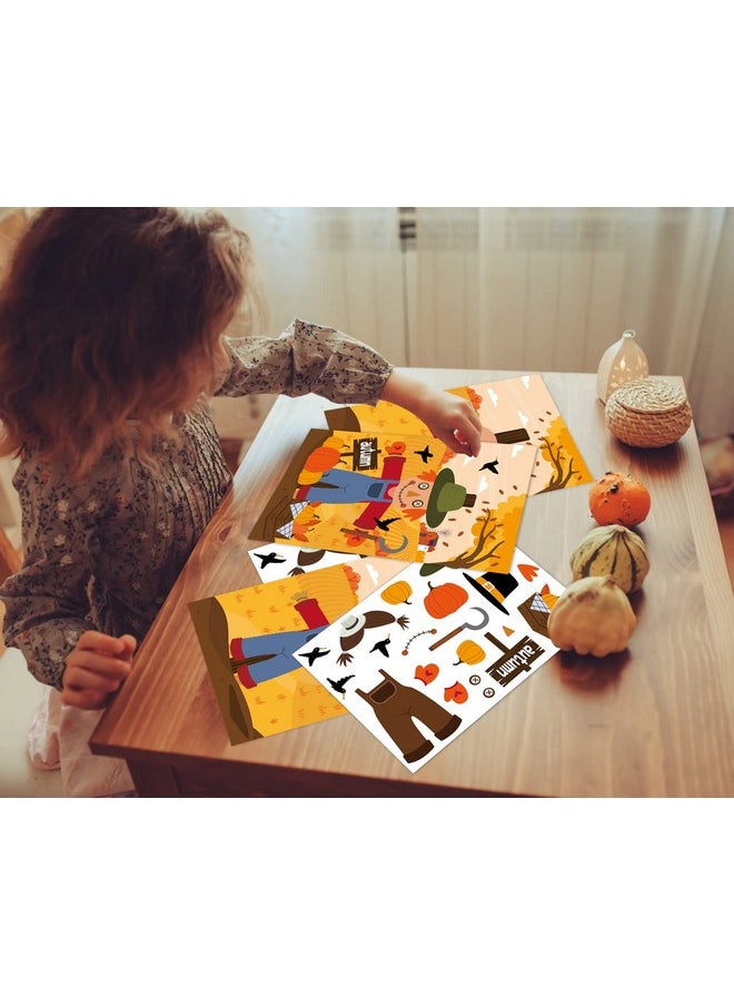 WaaHome - Thanksgiving Stickers Crafts For Kids Make A Scarecrow Face Stickers Crafts Kits With 12 Cards And 12 Sheets Fall Stickers Kids Thanksgiving Games And Activities Fall Party Favors Supplies - Image 1