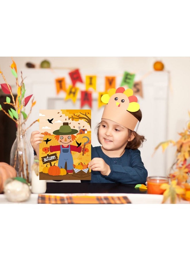 WaaHome - Thanksgiving Stickers Crafts For Kids Make A Scarecrow Face Stickers Crafts Kits With 12 Cards And 12 Sheets Fall Stickers Kids Thanksgiving Games And Activities Fall Party Favors Supplies - Image 1