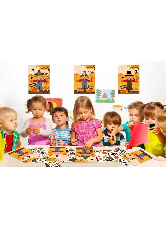 WaaHome - Thanksgiving Stickers Crafts For Kids Make A Scarecrow Face Stickers Crafts Kits With 12 Cards And 12 Sheets Fall Stickers Kids Thanksgiving Games And Activities Fall Party Favors Supplies - Image 1