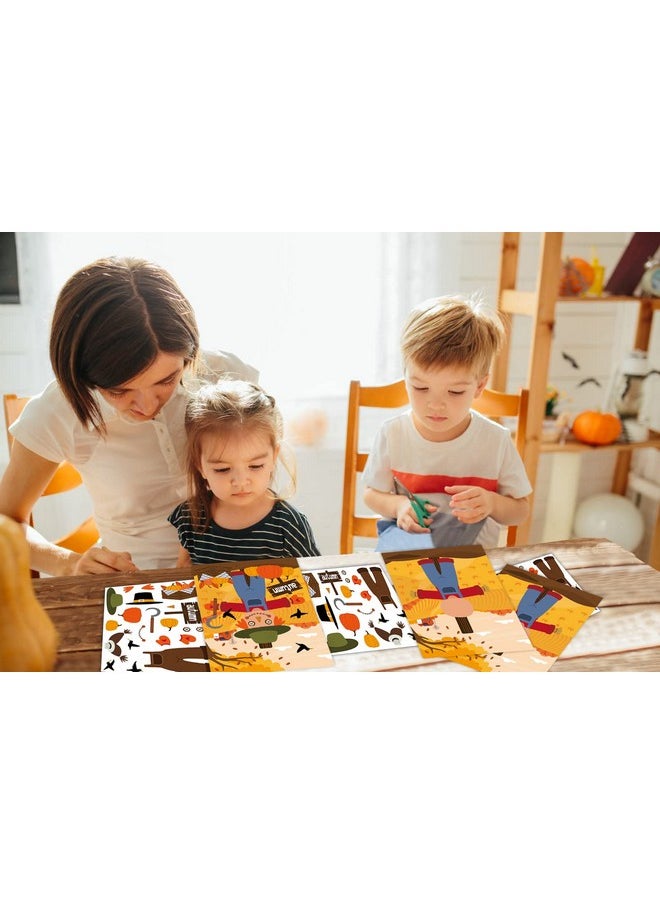 WaaHome - Thanksgiving Stickers Crafts For Kids Make A Scarecrow Face Stickers Crafts Kits With 12 Cards And 12 Sheets Fall Stickers Kids Thanksgiving Games And Activities Fall Party Favors Supplies - Image 1