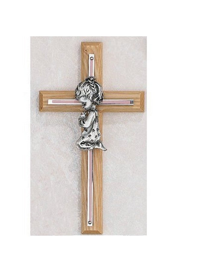 McVan 7" PINK OAK GIRLS WALL CROSS BABY INFANT CHRISTENING BAPTISM SHOWER - Image 2