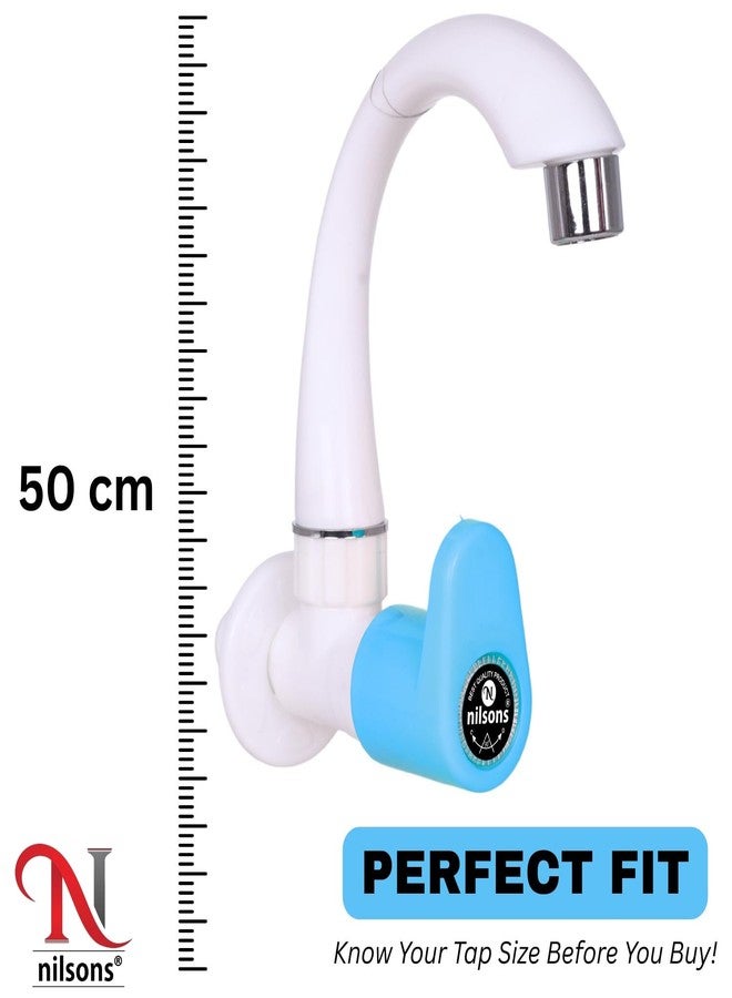 Nilsons Royal Blue Sink Cock Tap | Plastic Wall Mounted Water Tap for Kitchen, Wash Basin, Bathroom | Leakproof | Rust-Free | Unbreakable Body | ½ Inch Pipe Fit | Modern Lever Handle - Image 4