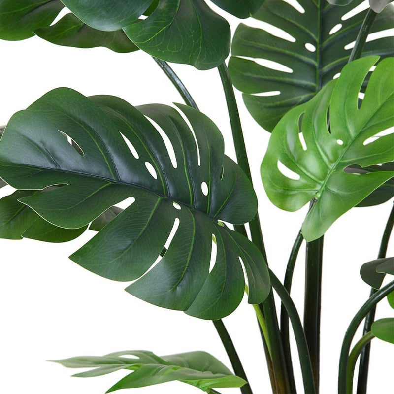 FOX & FERN Fox Fern Artificial Monstera RealPack of 1 8 pcs Real Touch Leaves 90 CMH Silk Fake Tropical Plant with Pot Indoor Outdoor Home Office Greenery Decor Green GAJW3023 - Image 2