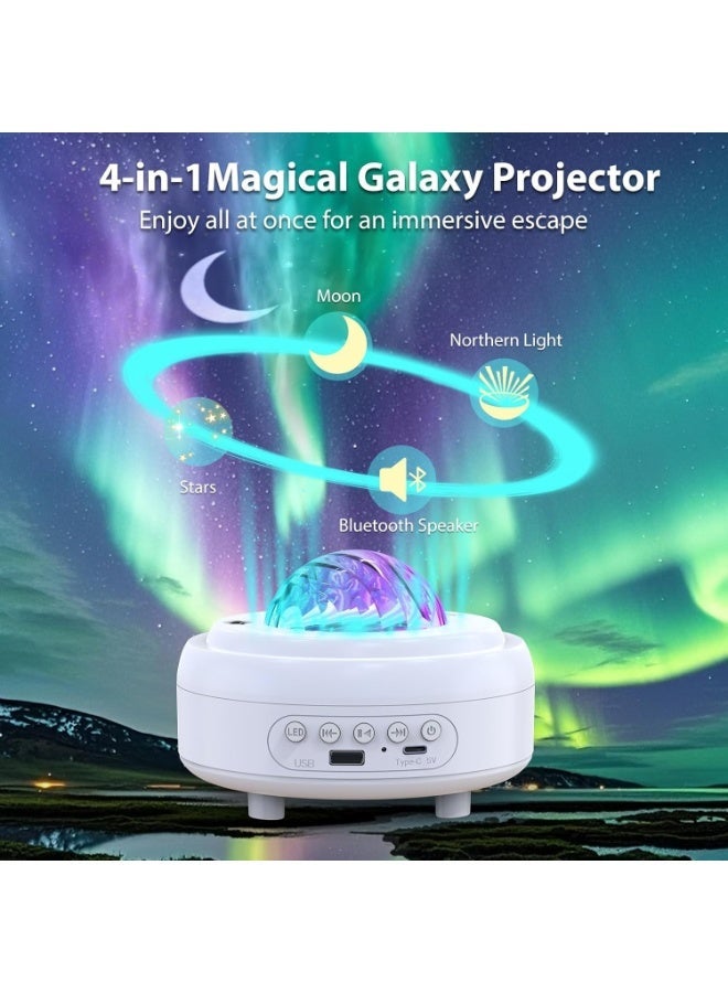 Aurora Galaxy Projector with Bluetooth Speaker, 4-in-1 Starry Sky Projector Night Light with USB Play, 8 Modes 9 Colors for Kids Adults - Image 2