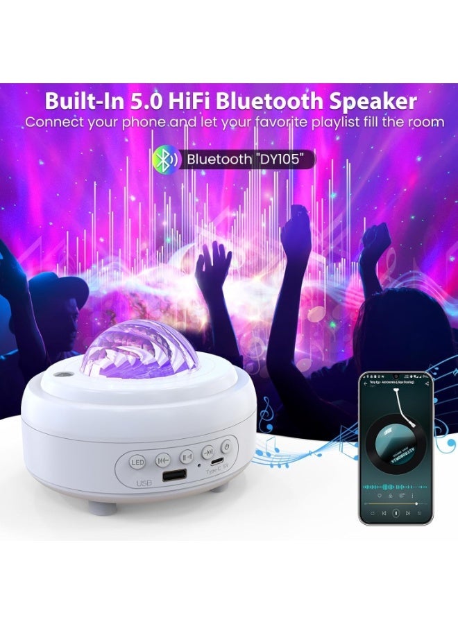 Aurora Galaxy Projector with Bluetooth Speaker, 4-in-1 Starry Sky Projector Night Light with USB Play, 8 Modes 9 Colors for Kids Adults - Image 3