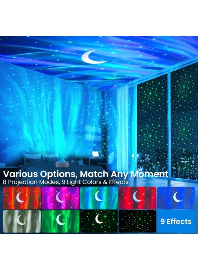 Aurora Galaxy Projector with Bluetooth Speaker, 4-in-1 Starry Sky Projector Night Light with USB Play, 8 Modes 9 Colors for Kids Adults - Image 4