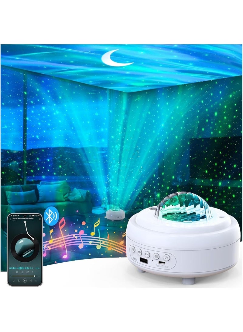 Aurora Galaxy Projector with Bluetooth Speaker, 4-in-1 Starry Sky Projector Night Light with USB Play, 8 Modes 9 Colors for Kids Adults - Image 1