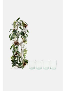 Hoff Table Centerpiece Festive Ornaments Candle Holders, Green  - Image 1