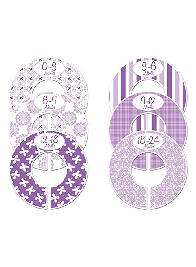 Closet Doodles 6 Baby Girl Nursery C134 Clothing Size Closet Dividers Purple Theme - Image 2