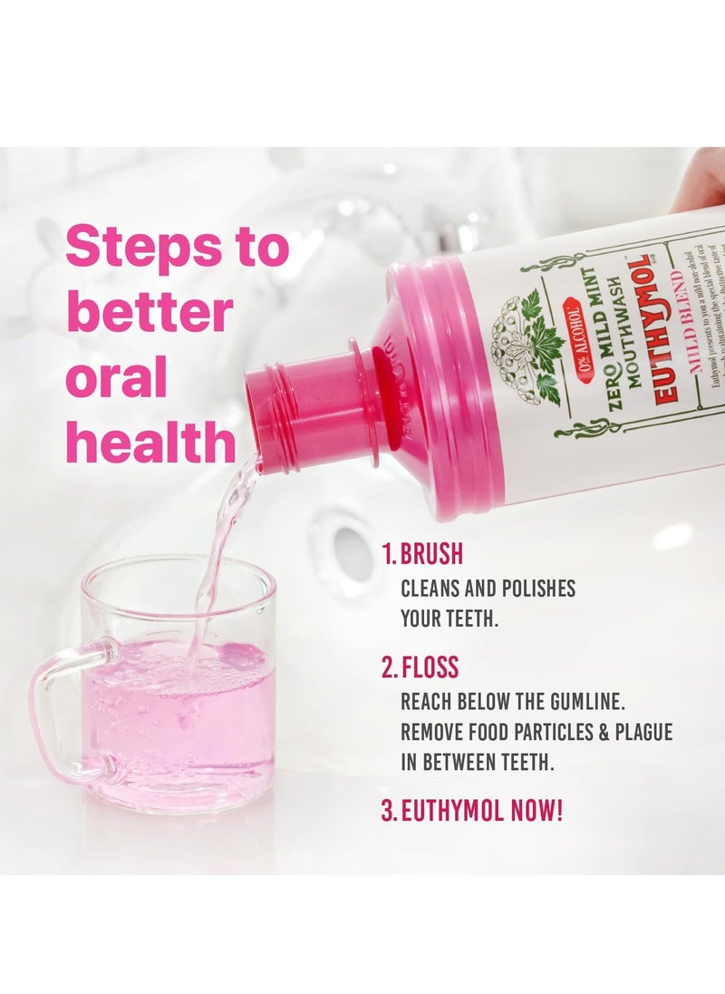 Euthymol Euthymol Mouthwash Original 500ml, Fluoride Free Alcohol-Free, Distinctive Strong Taste Flavour, Reduce Plaque Gingival Clean Healthy Teeth Gums, Freshens Breath Refreshing Daily Oral Dental Care  - Image 5