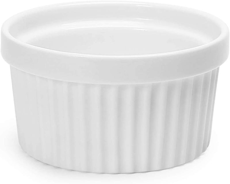 TAGROCK Porcelain Ramekins Oven Safe Baking Bowl and Serving Set for Pudding Lava Cake Dessert Ketchup 100ml White Set of 6 - Image 2
