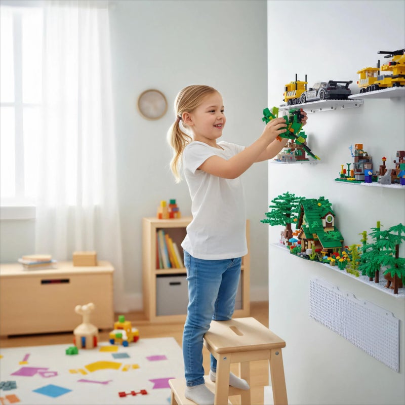 LRANFOW 6 Pack Wall Display Shelves with Dual Sided Building Studs, 4x5 Inch Baseplate Shelf Compatible with Lego Building Bricks for Organized Storage & Modern Room Deco Builders Gift, 16x13 Studs - Image 5