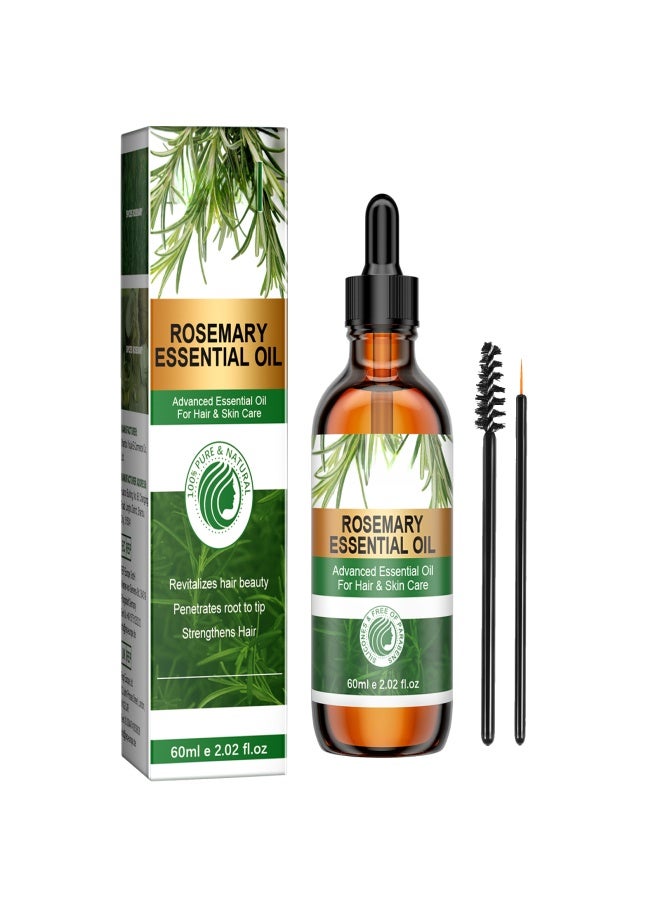 EELHOE 60ML Rosemary Essential Oil For Hair Care Pure and Natural Strengthen Hair Follicles Speed Up Hair Growth Reduce Hair Loss with Eyelash Brush Eyeliner Brush - Image 1
