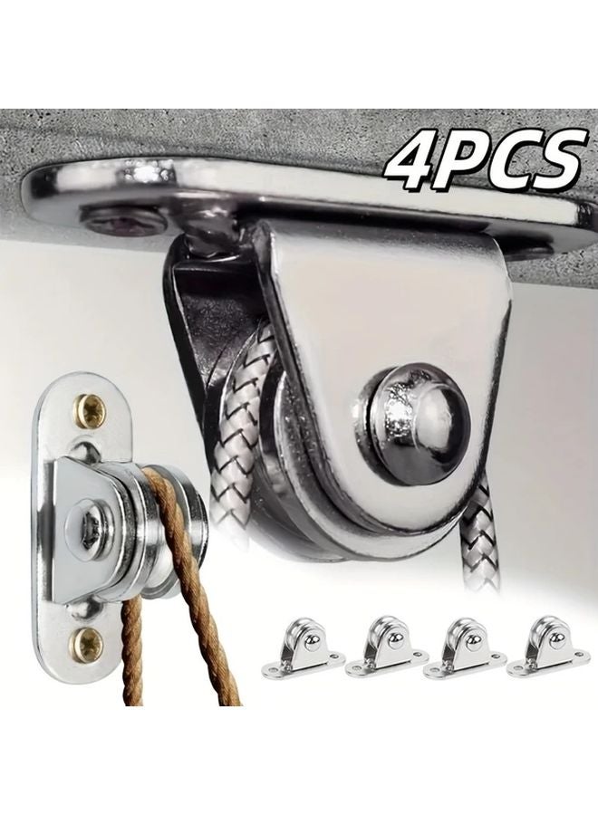4pcs 304 Stainless Steel Fixed Pulley System For Curtains Pool Sunshade Home Decor - Image 2