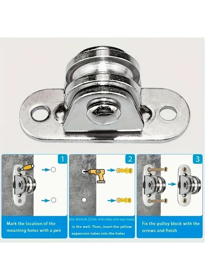 4pcs 304 Stainless Steel Fixed Pulley System For Curtains Pool Sunshade Home Decor - Image 3