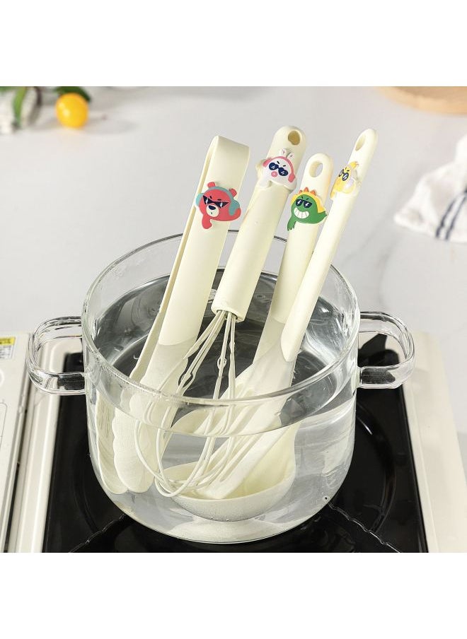 Generic - Silicone Spatula Frying Shovel Soup Spoon Food Clip Egg Beater High Temperature Resistant Food Grade Children's Food Supplement Tableware Four-piece Set-Specifications:Cartoon Spatula - Image 1