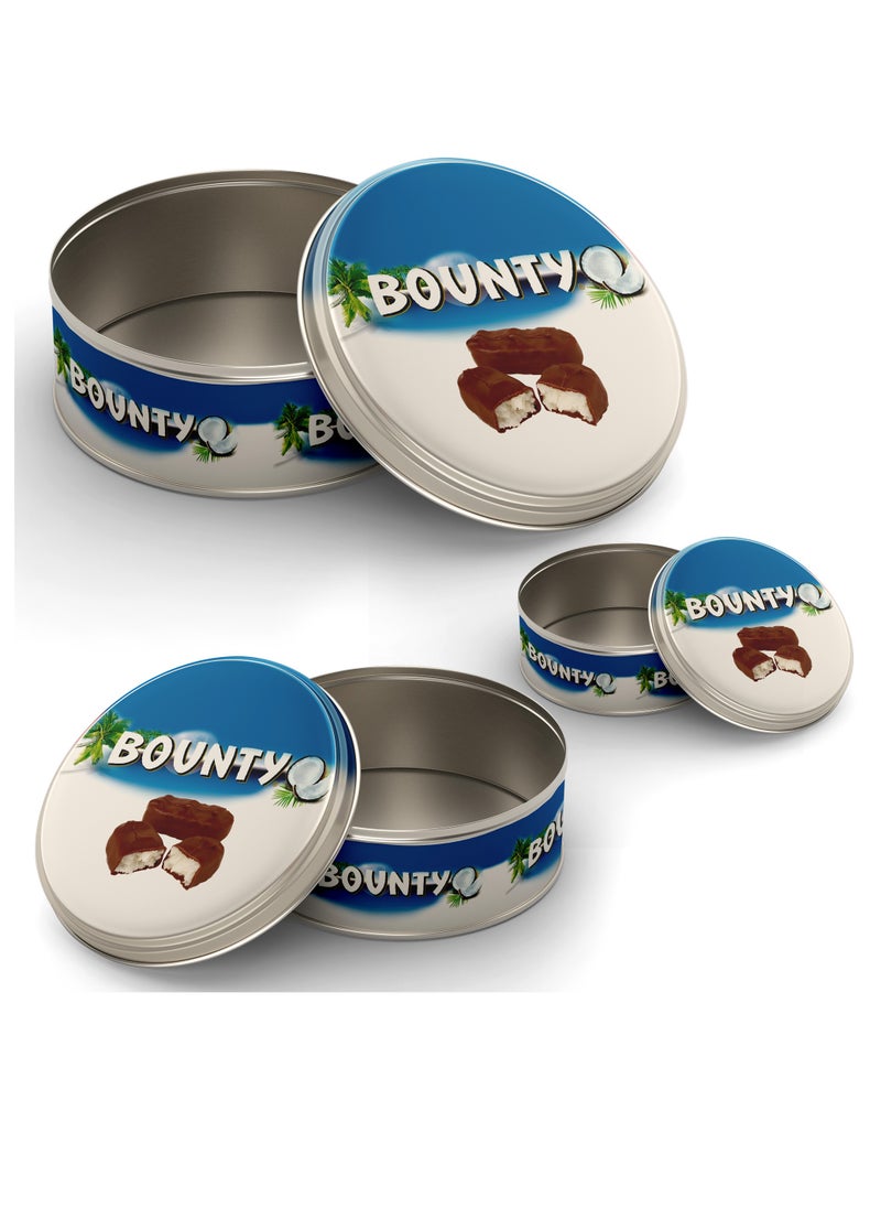 Set of Metal Cake Chocolate Biscuit Food Storage Box Round Boxes Different Sizes Easy to Carry and Store Stackable Biscuit Food Storage Boxes (BOUNTY)