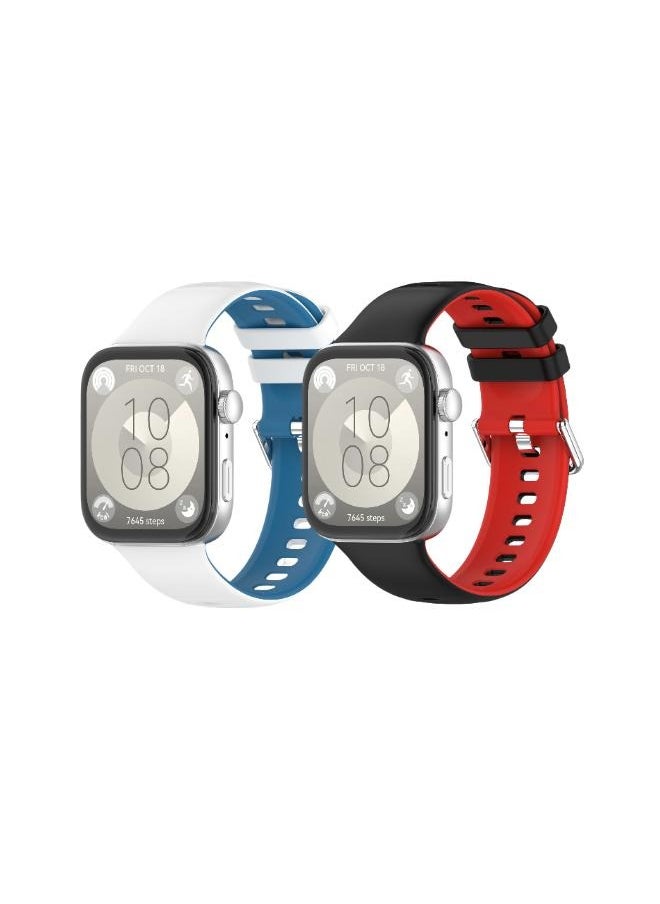 HW 2PCS Suitable For Huawei Watchfit3 Strap Silicone Double-Sided Contrasting Huawei Fit3 Two-Color Strap  - Image 1