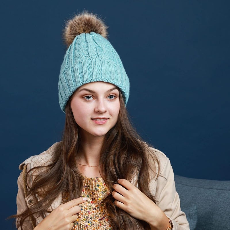 REDESS Women Winter Pompom Beanie Hat with Warm Fleece Lined, Thick Slouchy Snow Knit Skull Ski Cap - Image 5