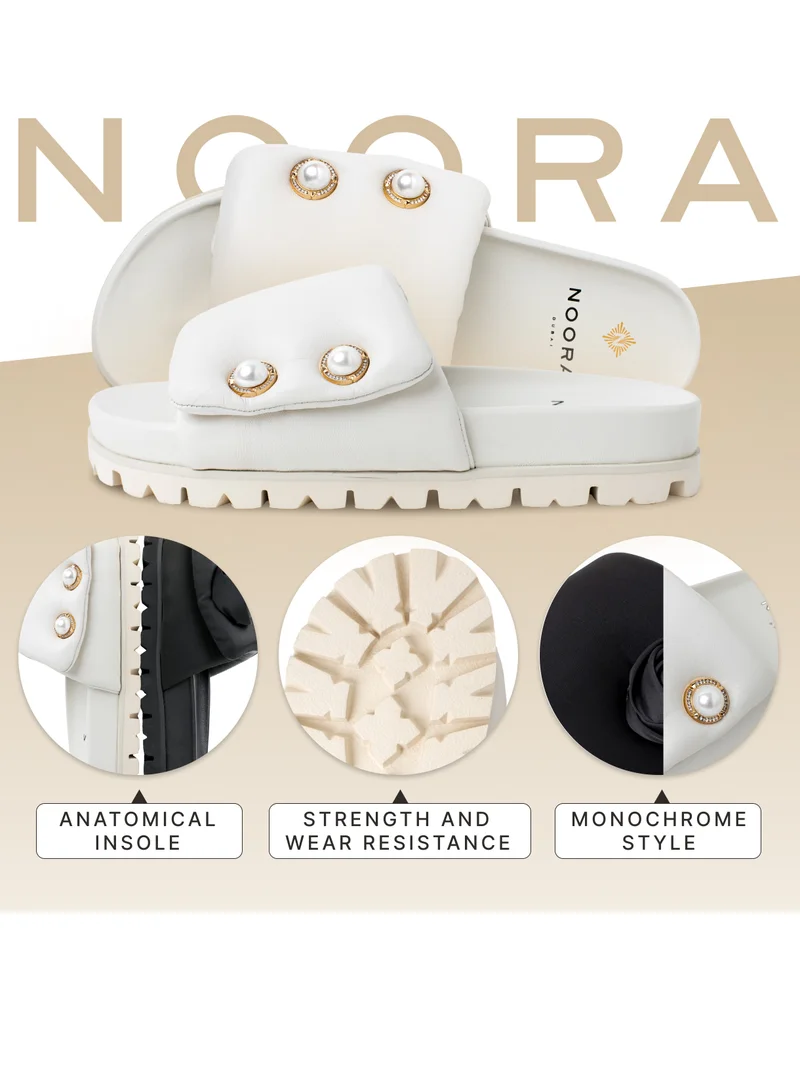 NOORA Women's Sabot Sandals with Anatomical Insole and Flexible Sole Milk White