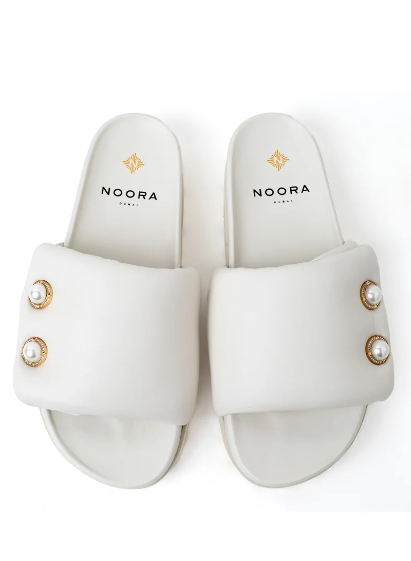 NOORA Women's Sabot Sandals with Anatomical Insole and Flexible Sole Milk White