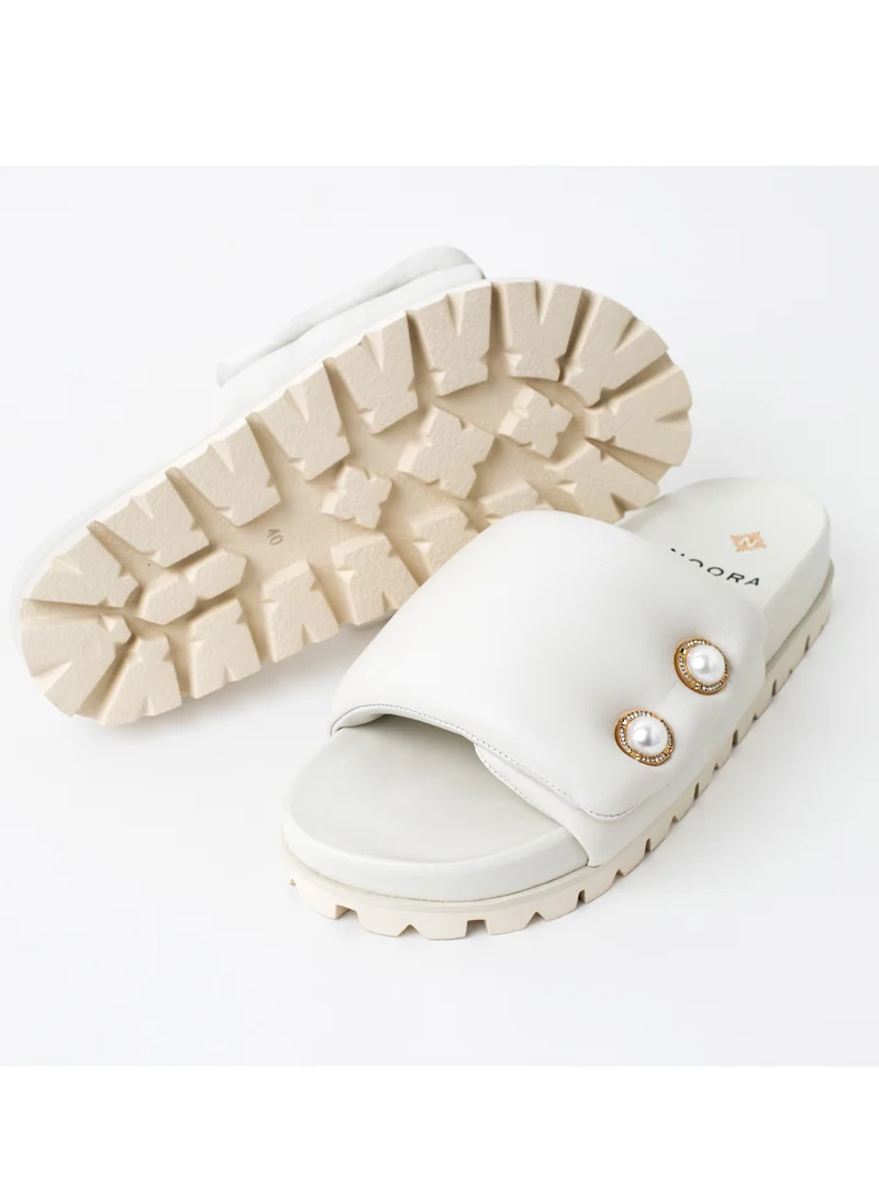 NOORA Women's Sabot Sandals with Anatomical Insole and Flexible Sole Milk White
