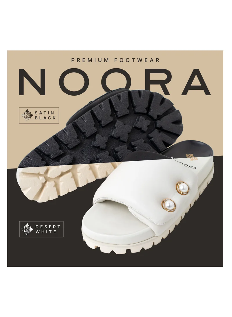 NOORA Women's Sabot Sandals with Anatomical Insole and Flexible Sole Milk White