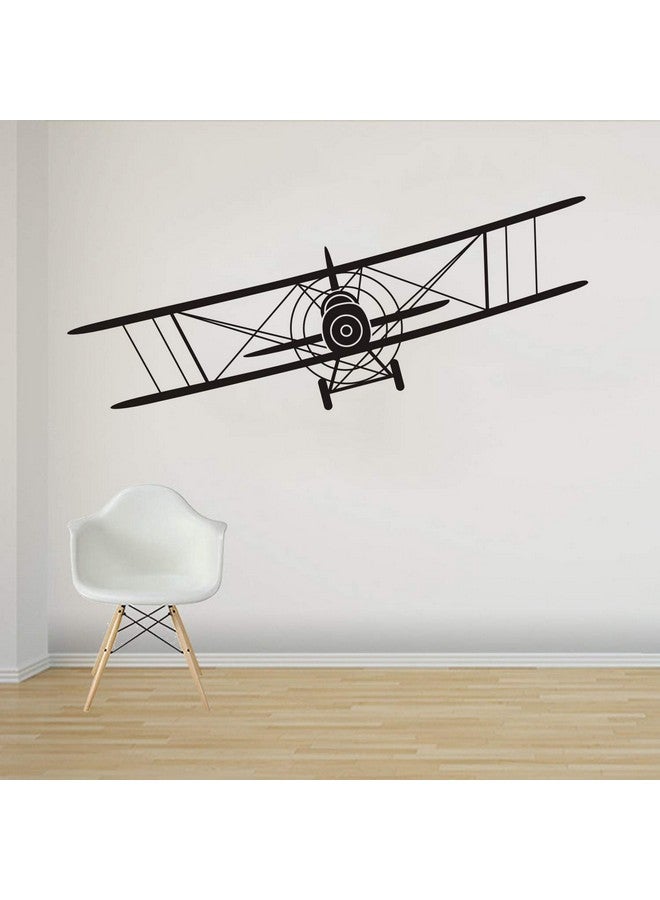 JURUOXIN Makeyes Biplane Airplane Wall Decal Vinyl Sticker Decor For Kids Boys Nursery Living Room Design Bedroom Decoration Diy Ymx53 (Black 57X23Cm) - Image 3
