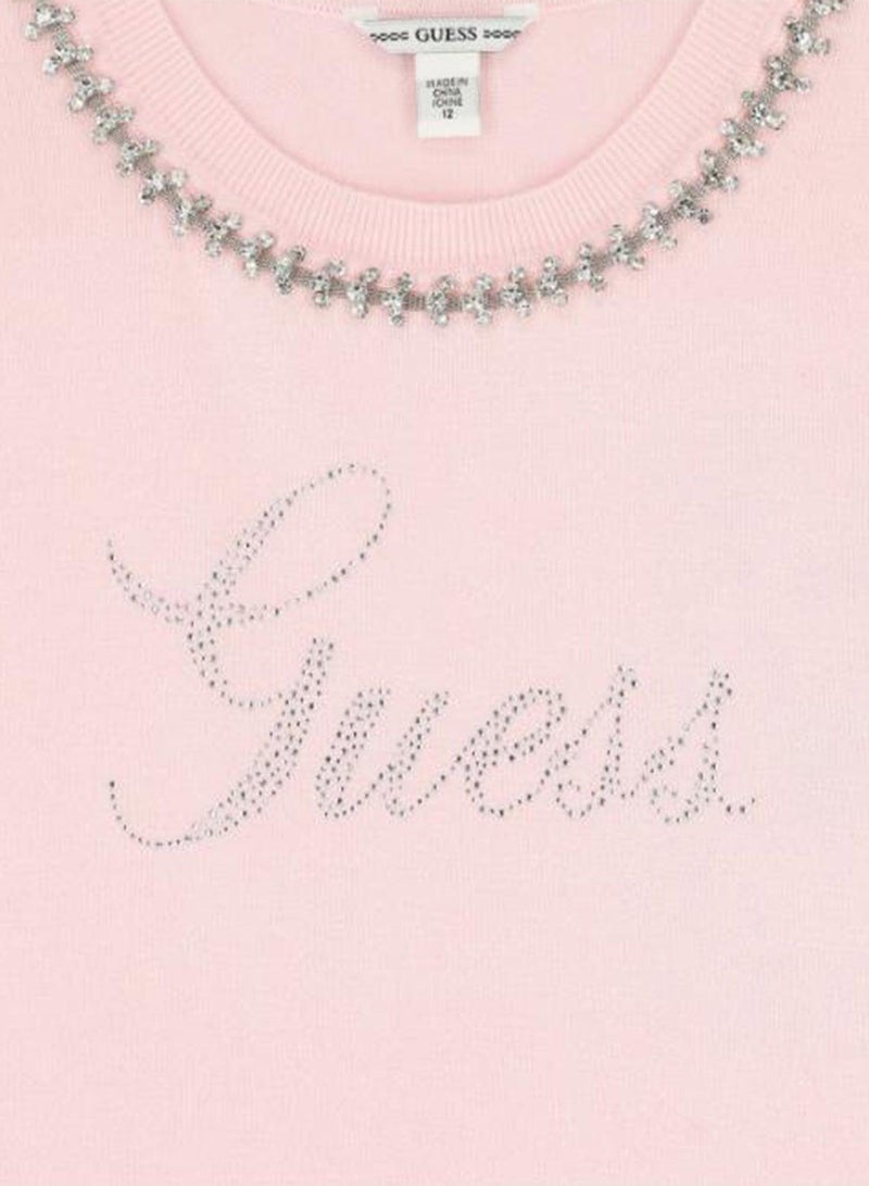 GUESS Youth Short Sleeve Midi Sweater Dress - Image 4