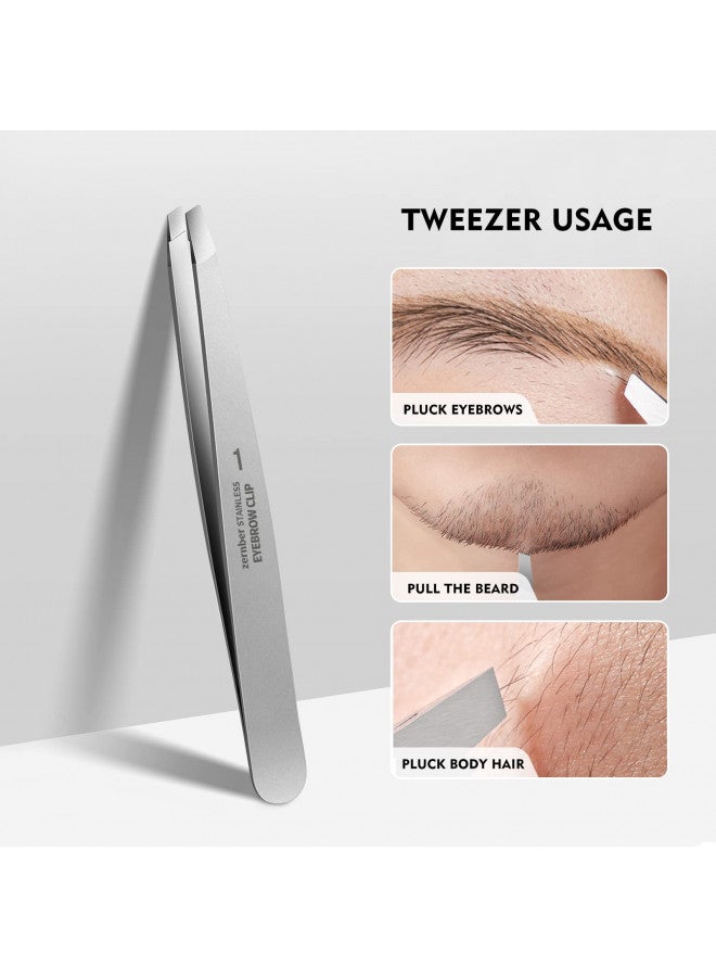 ZERNBER Stainless Steel Precision Eyebrow Tweezers Flat Tweezers for Eyebrows for Women-for Facial Hair and Ingrown Hair Removal Beauty Tools - Image 5