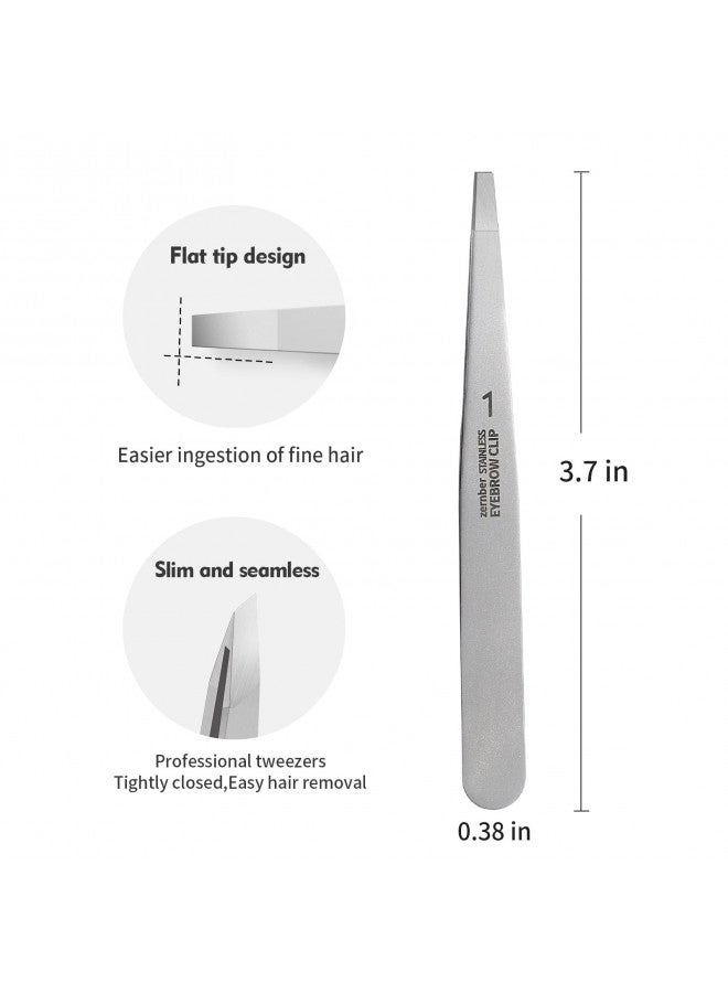ZERNBER Stainless Steel Precision Eyebrow Tweezers Flat Tweezers for Eyebrows for Women-for Facial Hair and Ingrown Hair Removal Beauty Tools - Image 4