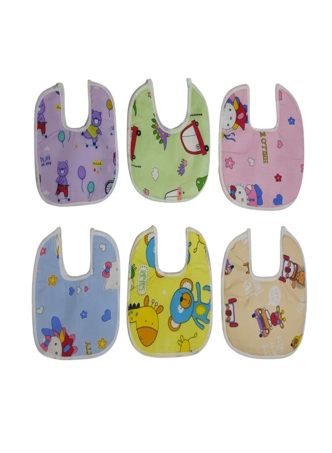 JOY'S E-STORE Assorted Baby Bibs for 0?24 Months ? Set of 6 Soft Cotton Waterproof Feeding Bibs for Newborns, Infants & Toddlers ? Reusable, Washable & Absorbent ? Multicolor Designs - 1006 Combo P3 - Image 1