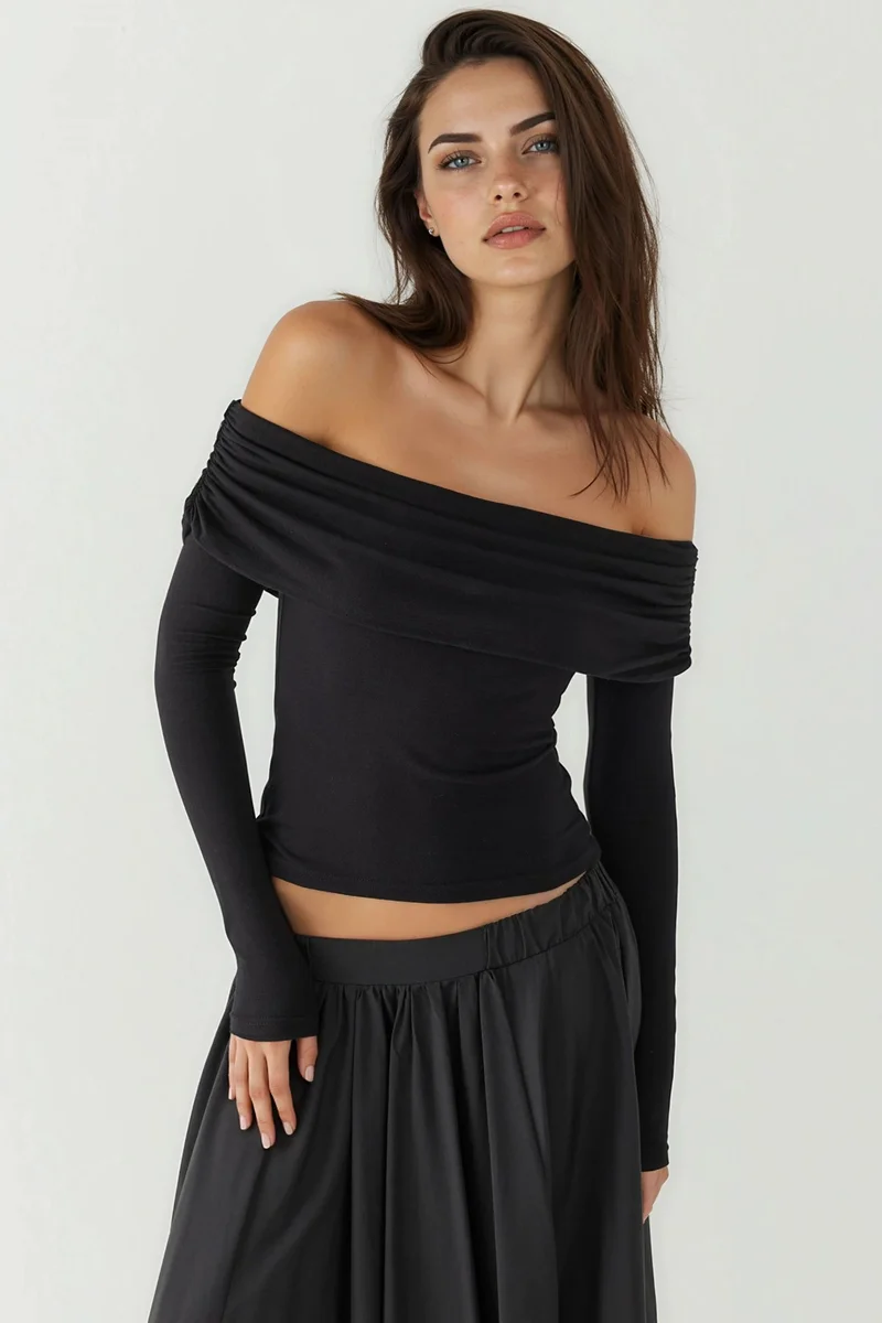 Hiccup Off Shoulder Draped Blouse